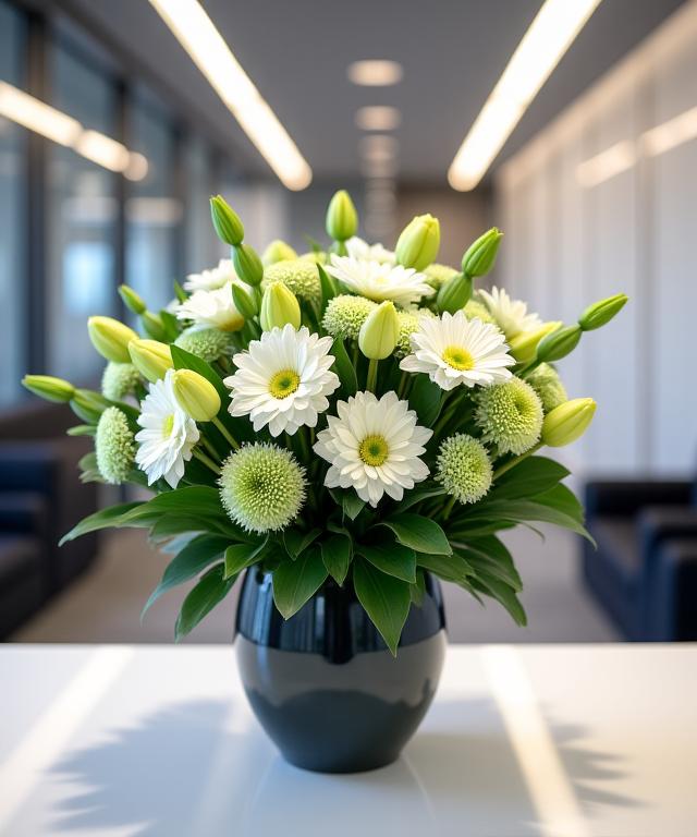 Sophisticated floral arrangement in a corporate reception area
