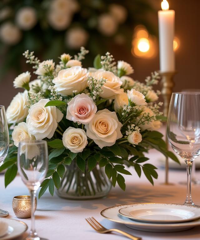 Elegant wedding table floral centerpiece